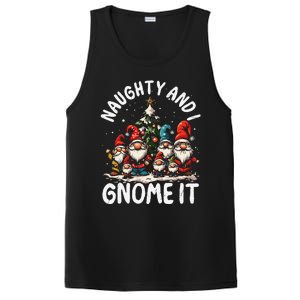 Funny Naughty And I Gnome Christmas Holiday Xmas Pun PosiCharge Competitor Tank