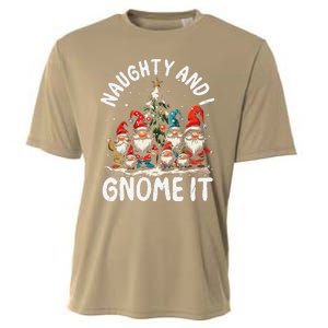 Funny Naughty And I Gnome Christmas Holiday Xmas Pun Cooling Performance Crew T-Shirt