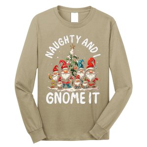 Funny Naughty And I Gnome Christmas Holiday Xmas Pun Long Sleeve Shirt