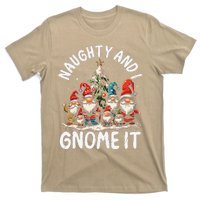 Funny Naughty And I Gnome Christmas Holiday Xmas Pun T-Shirt