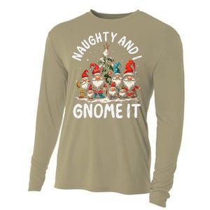 Funny Naughty And I Gnome Christmas Holiday Xmas Pun Cooling Performance Long Sleeve Crew