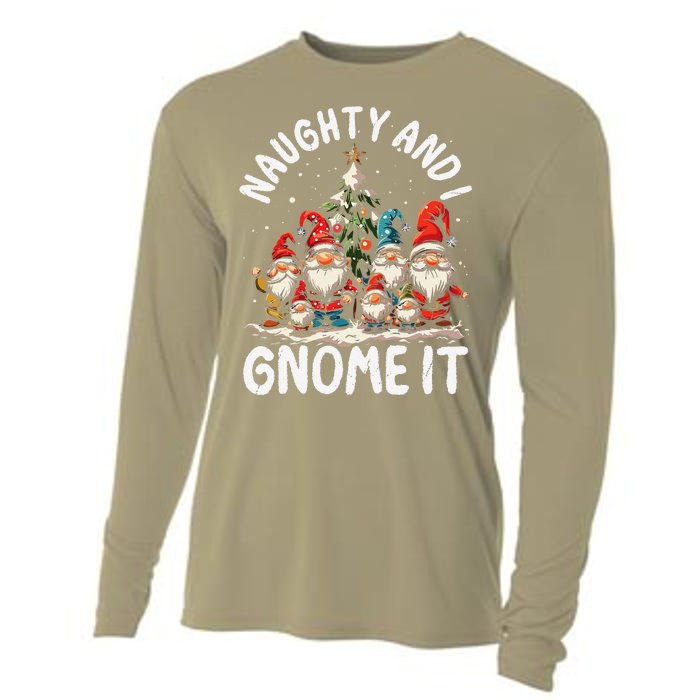 Funny Naughty And I Gnome Christmas Holiday Xmas Pun Cooling Performance Long Sleeve Crew