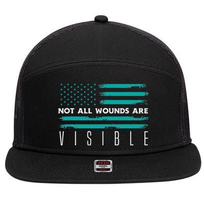 Flag Not All Wounds Trigeminal Neuralgia Awareness 7 Panel Mesh Trucker Snapback Hat