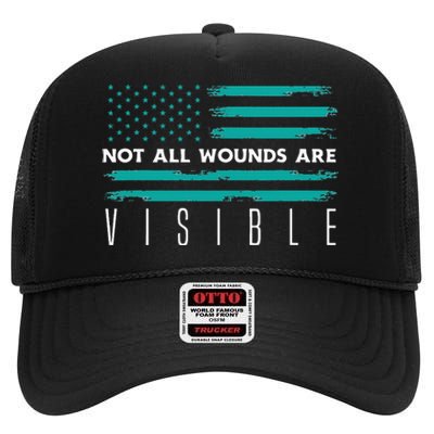 Flag Not All Wounds Trigeminal Neuralgia Awareness High Crown Mesh Back Trucker Hat