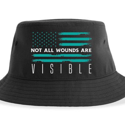 Flag Not All Wounds Trigeminal Neuralgia Awareness Sustainable Bucket Hat