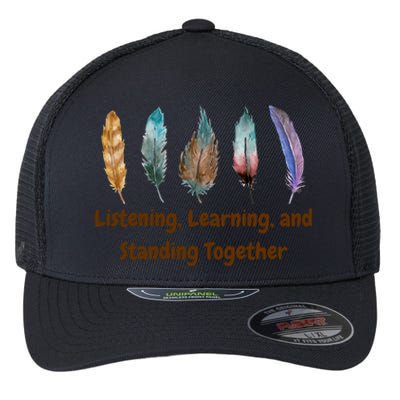 Feathers Native American Unity Day Orange Indigenous Flexfit Unipanel Trucker Cap