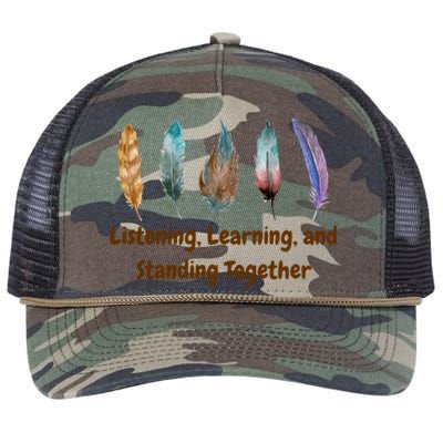 Feathers Native American Unity Day Orange Indigenous Retro Rope Trucker Hat Cap