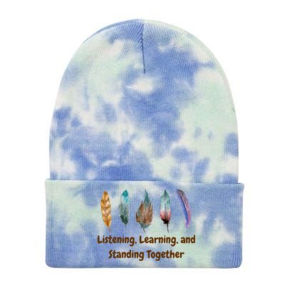 Feathers Native American Unity Day Orange Indigenous Tie Dye 12in Knit Beanie