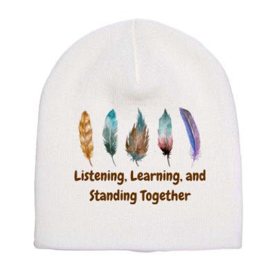 Feathers Native American Unity Day Orange Indigenous Short Acrylic Beanie