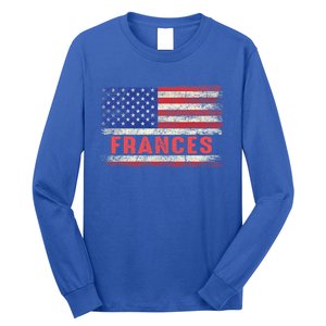 Frances Name American Flag Gift Frances First Name Funny Gift Long Sleeve Shirt