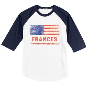 Frances Name American Flag Gift Frances First Name Funny Gift Baseball Sleeve Shirt