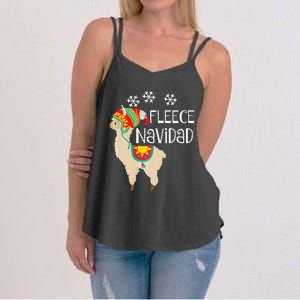 Fleece Navidad Alpaca Cute Christmas Alpacas Women's Strappy Tank