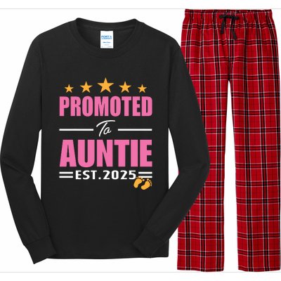 Funny New Aunt 2025 Cute Promoted To Auntie Est 2025 Long Sleeve Pajama Set