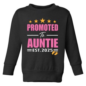 Funny New Aunt 2025 Cute Promoted To Auntie Est 2025 Toddler Sweatshirt