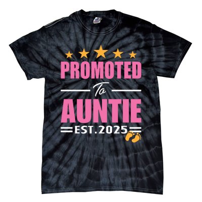 Funny New Aunt 2025 Cute Promoted To Auntie Est 2025 Tie-Dye T-Shirt