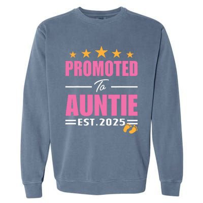 Funny New Aunt 2025 Cute Promoted To Auntie Est 2025 Garment-Dyed Sweatshirt