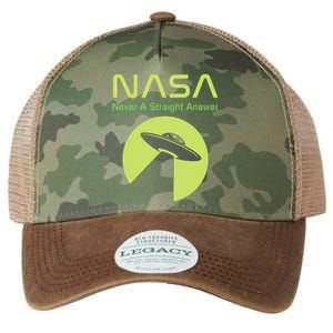 Funny NASA Alien UFO Conspiracy Never A Straight Answer Legacy Tie Dye Trucker Hat