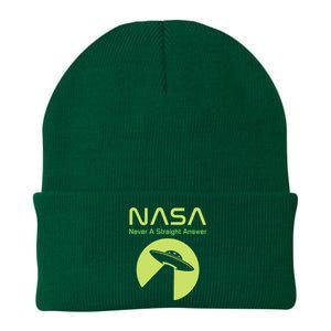 Funny NASA Alien UFO Conspiracy Never A Straight Answer Knit Cap Winter Beanie