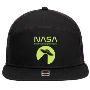 Funny NASA Alien UFO Conspiracy Never A Straight Answer 7 Panel Mesh Trucker Snapback Hat