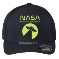 Funny NASA Alien UFO Conspiracy Never A Straight Answer Flexfit Unipanel Trucker Cap