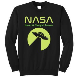 Funny NASA Alien UFO Conspiracy Never A Straight Answer Sweatshirt