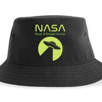 Funny NASA Alien UFO Conspiracy Never A Straight Answer Sustainable Bucket Hat