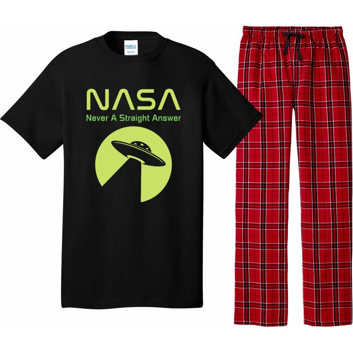 Funny NASA Alien UFO Conspiracy Never A Straight Answer Pajama Set