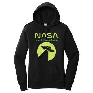 Funny NASA Alien UFO Conspiracy Never A Straight Answer Women's Pullover Hoodie