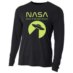 Funny NASA Alien UFO Conspiracy Never A Straight Answer Cooling Performance Long Sleeve Crew