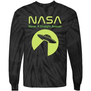 Funny NASA Alien UFO Conspiracy Never A Straight Answer Tie-Dye Long Sleeve Shirt