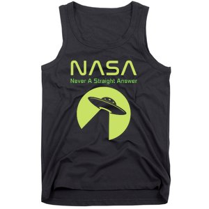 Funny NASA Alien UFO Conspiracy Never A Straight Answer Tank Top