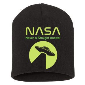 Funny NASA Alien UFO Conspiracy Never A Straight Answer Short Acrylic Beanie