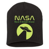 Funny NASA Alien UFO Conspiracy Never A Straight Answer Short Acrylic Beanie