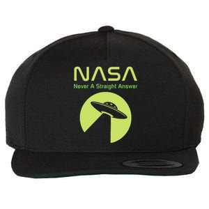 Funny NASA Alien UFO Conspiracy Never A Straight Answer Wool Snapback Cap