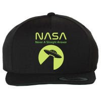 Funny NASA Alien UFO Conspiracy Never A Straight Answer Wool Snapback Cap