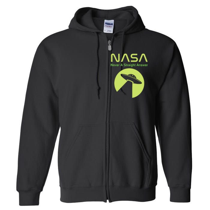 Funny NASA Alien UFO Conspiracy Never A Straight Answer Full Zip Hoodie