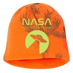 Funny NASA Alien UFO Conspiracy Never A Straight Answer Kati - Camo Knit Beanie