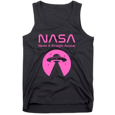 Funny NASA Alien UFO Conspiracy Never A Straight Answer Tank Top