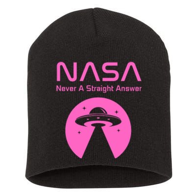 Funny NASA Alien UFO Conspiracy Never A Straight Answer Short Acrylic Beanie