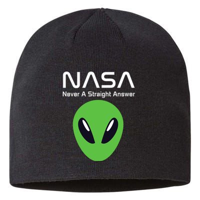 Funny NASA Alien UFO Conspiracy Never A Straight Answer Sustainable Beanie