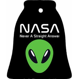 Funny NASA Alien UFO Conspiracy Never A Straight Answer Ceramic Bell Ornament