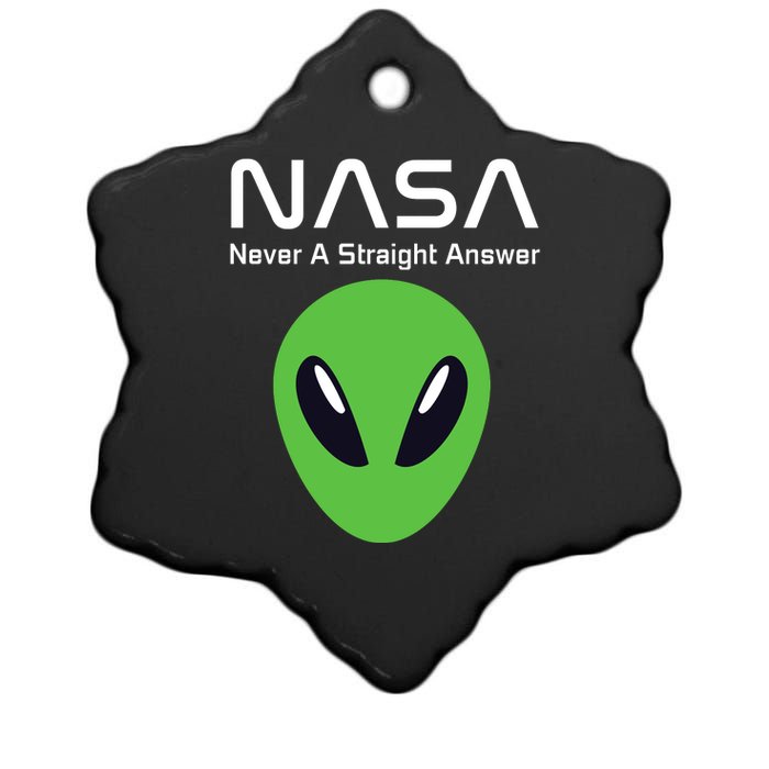 Funny NASA Alien UFO Conspiracy Never A Straight Answer Ceramic Star Ornament