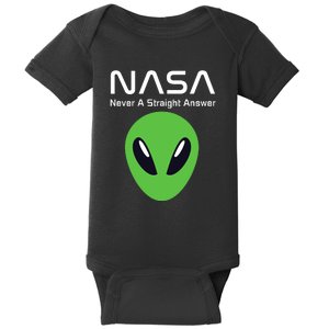 Funny NASA Alien UFO Conspiracy Never A Straight Answer Baby Bodysuit