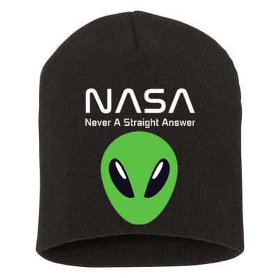 Funny NASA Alien UFO Conspiracy Never A Straight Answer Short Acrylic Beanie