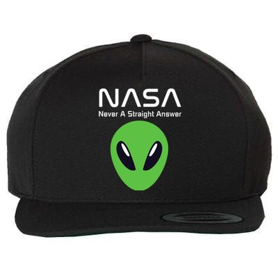 Funny NASA Alien UFO Conspiracy Never A Straight Answer Wool Snapback Cap