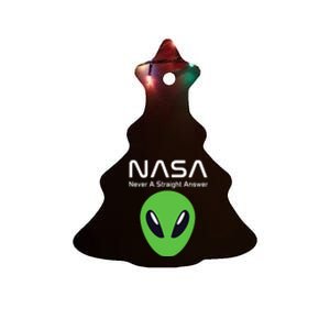 Funny NASA Alien UFO Conspiracy Never A Straight Answer Ceramic Tree Ornament