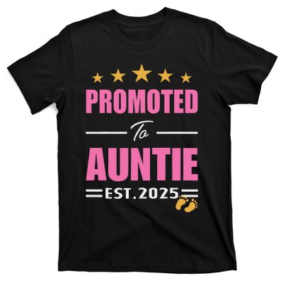 Funny New Aunt 2025 Cute Promoted To Auntie Est. 2025 T-Shirt