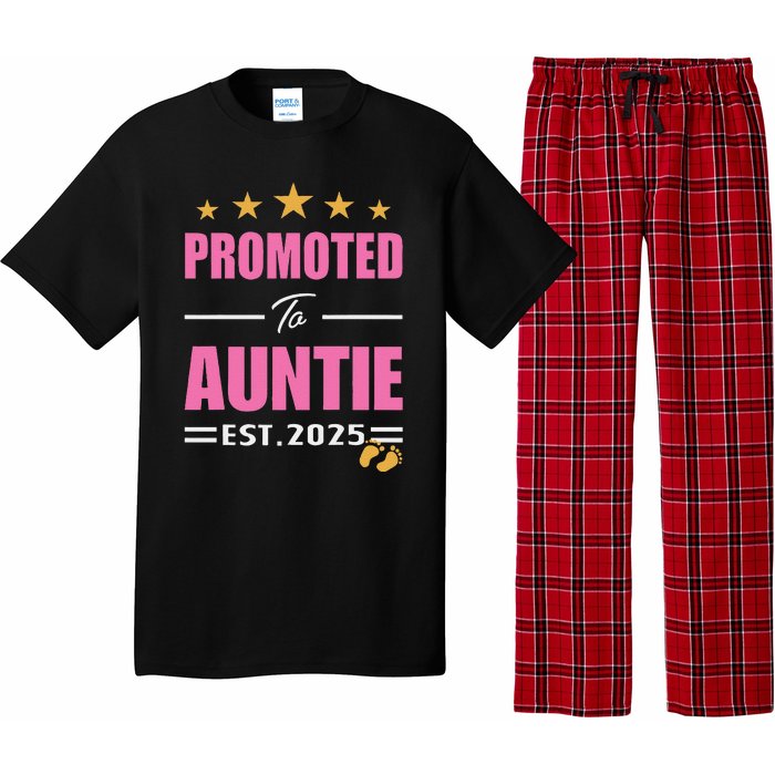 Funny New Aunt 2025 Cute Promoted To Auntie Est. 2025 Pajama Set