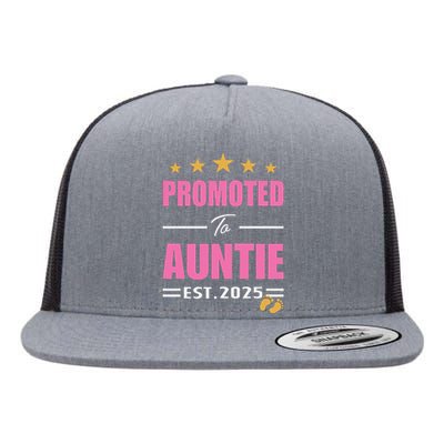 Funny New Aunt 2025 Cute Promoted To Auntie Est. 2025 Flat Bill Trucker Hat