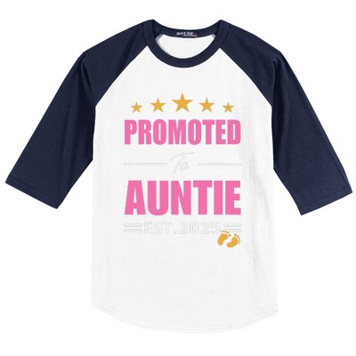 Funny New Aunt 2025 Cute Promoted To Auntie Est. 2025 Baseball Sleeve Shirt